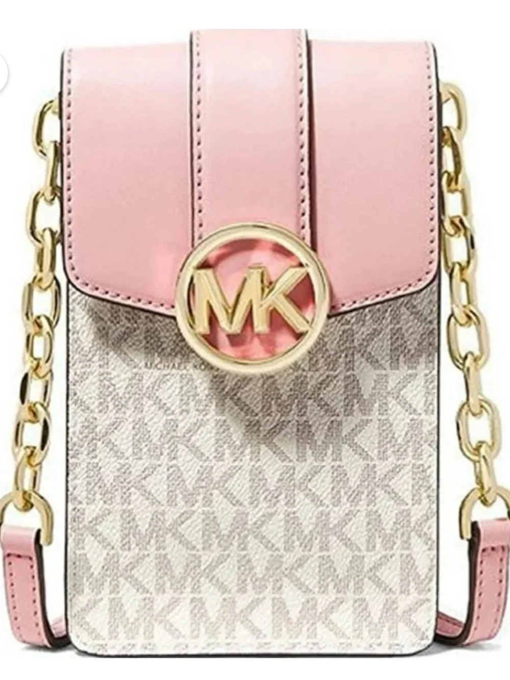MICHAEL KORS Pale Pink Leather Mini Crossbody Wallet